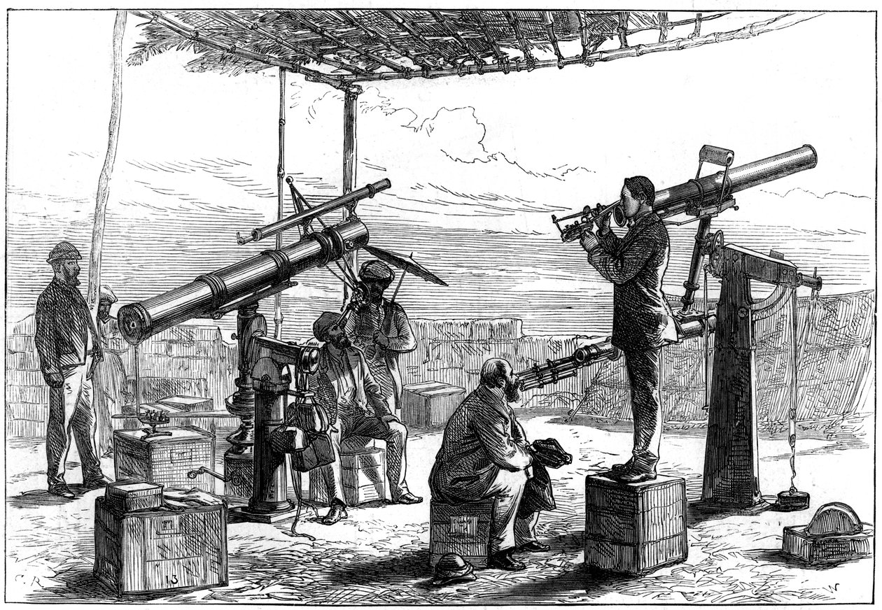 Astronomers waiting for an eclipse, India by Unbekannt