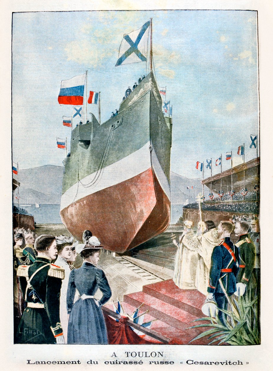 At Toulon, Launching the Russian battleship Cesarevitch by Unbekannt