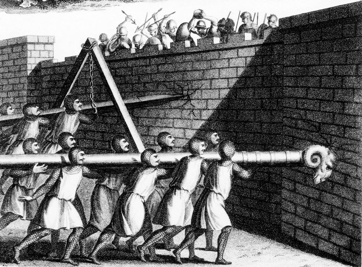 Attacking walls with battering rams, c1800 by Unbekannt