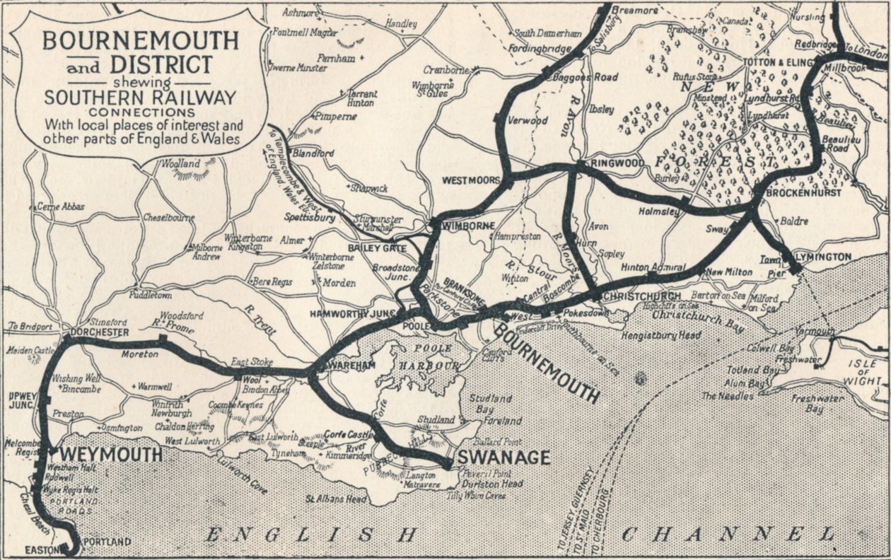 Bournemouth and District, showing Southern Railway connections by Unbekannt