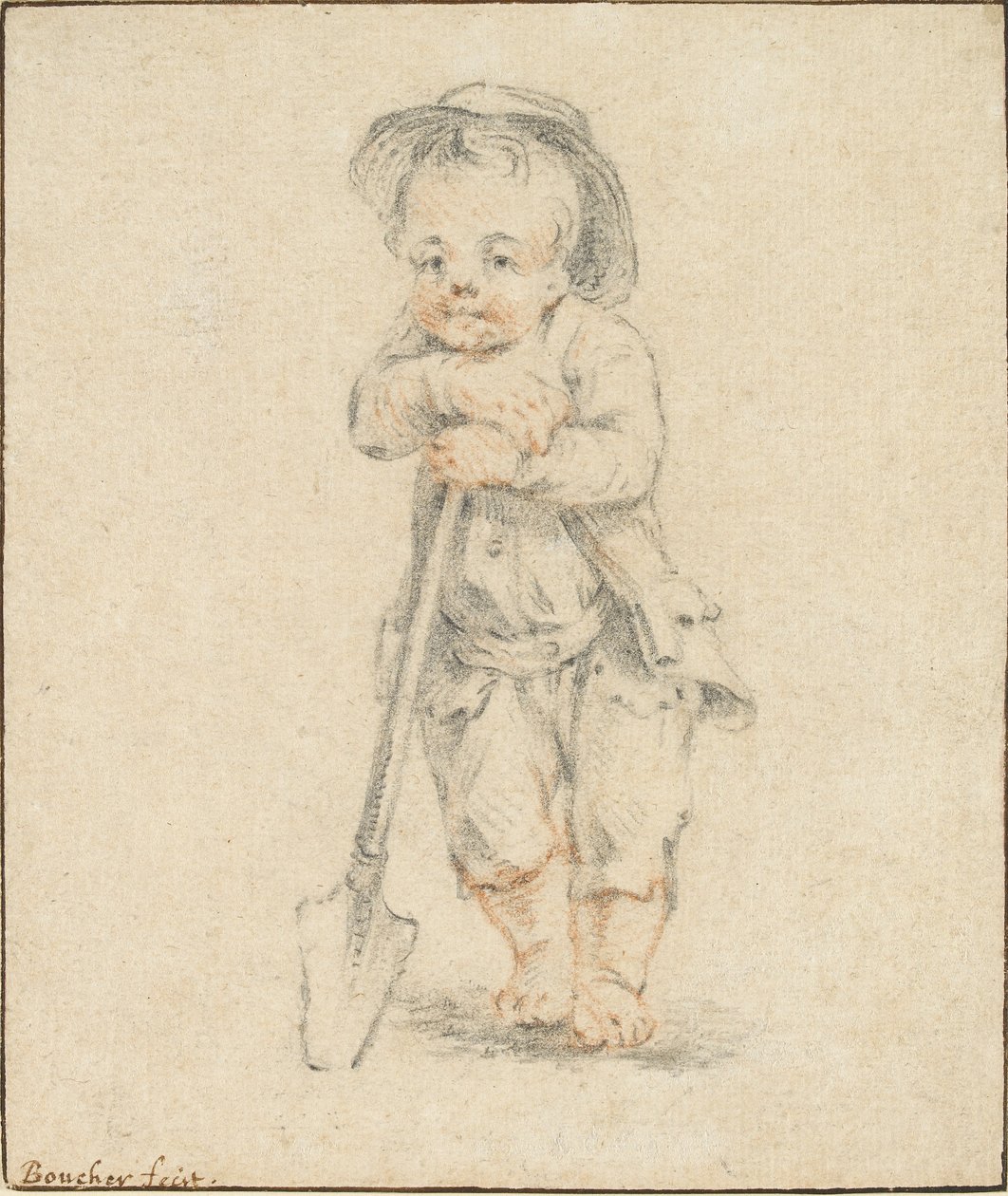 Boy Leaning on a Spade by Unbekannt