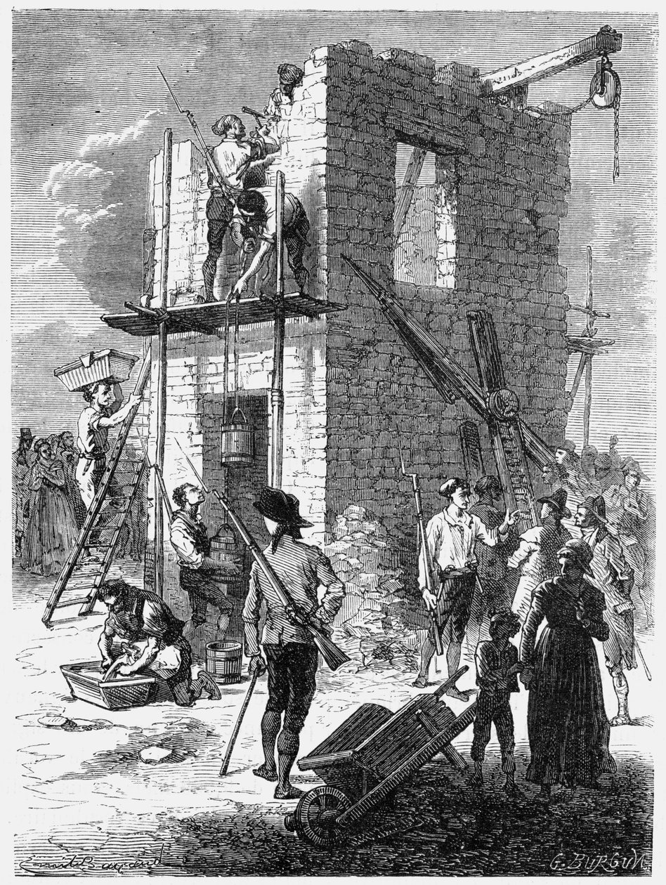 Building a Chappe telegraph station by Unbekannt