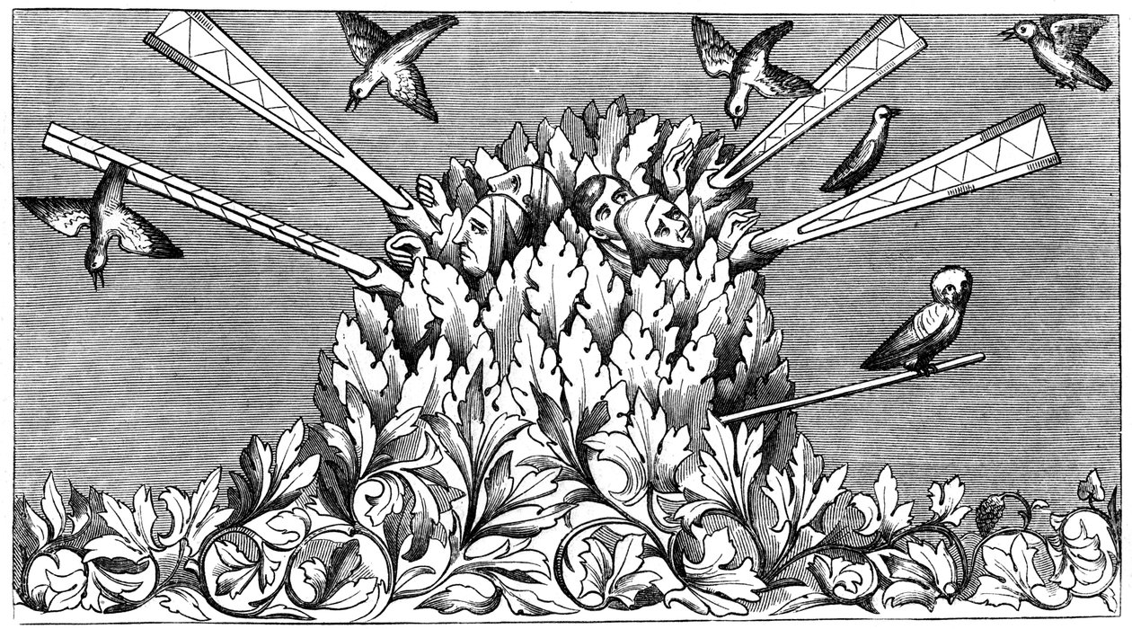 Catching Birds, 14th Century by Unbekannt
