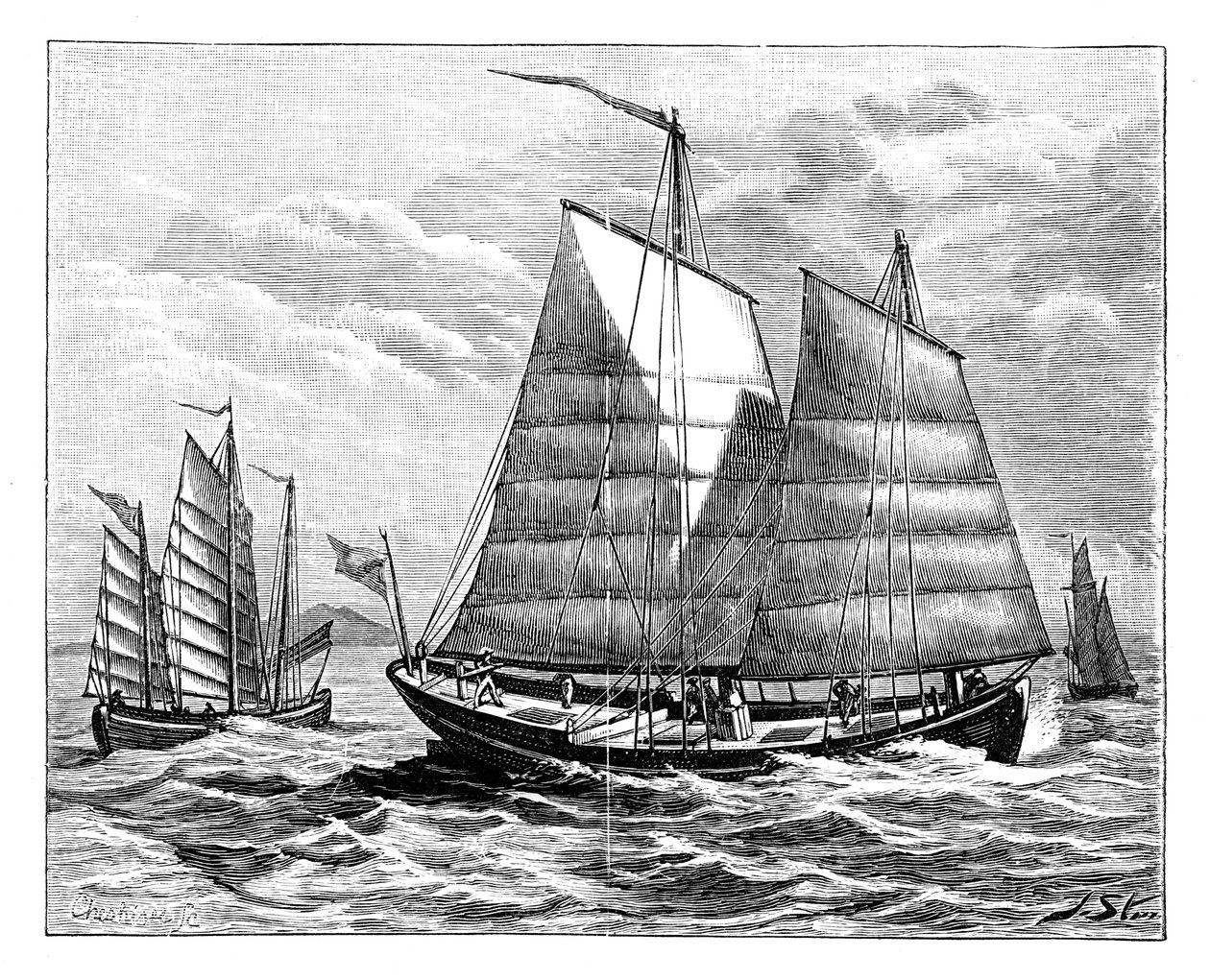 Chinese boats in the Canton river by Unbekannt
