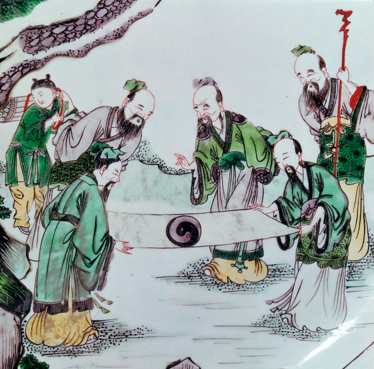 Chinese dish showing a divination scene by Unbekannt