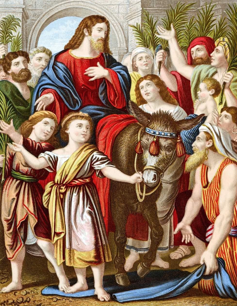 Christ riding into Jerusalem on an ass, c. 1860 by Unbekannt