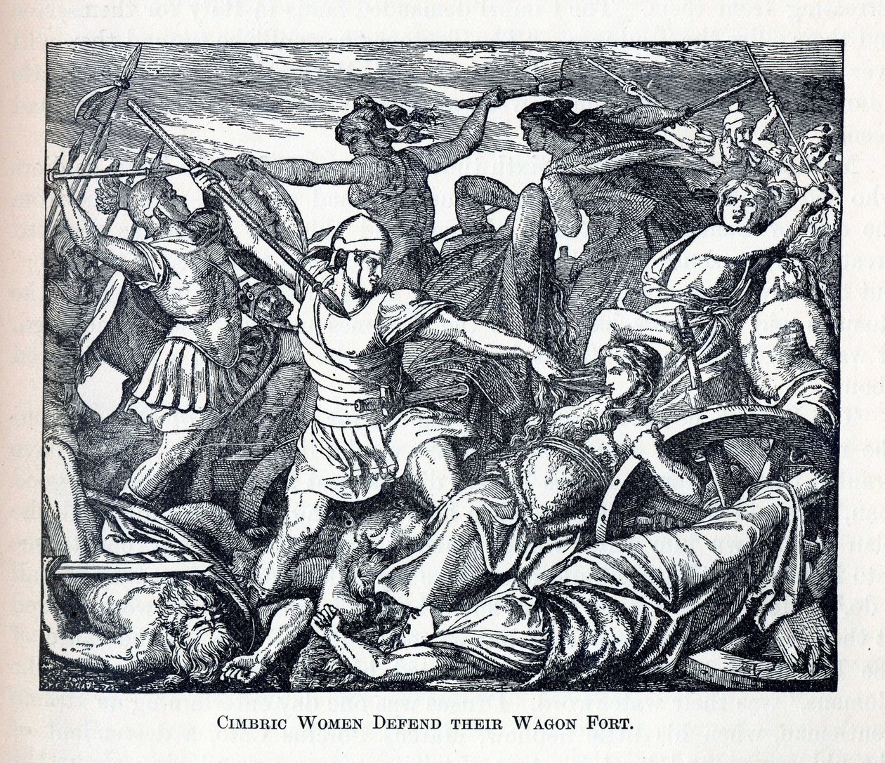 Cimbric Women Defend Their Wagon Fort by Unbekannt