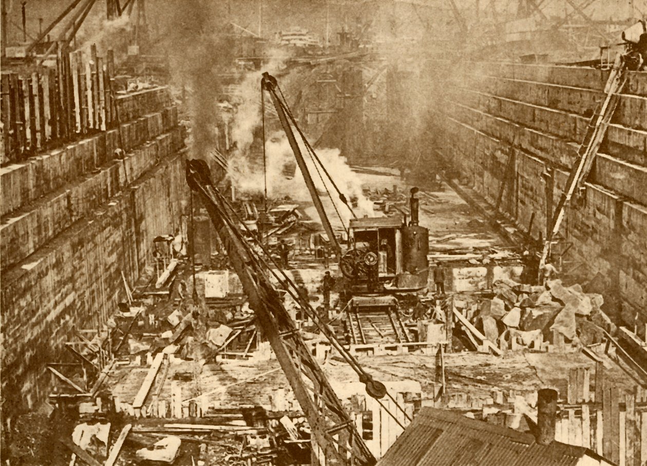 Constructing a Dry Dock at Swansea, c1930 by Unbekannt