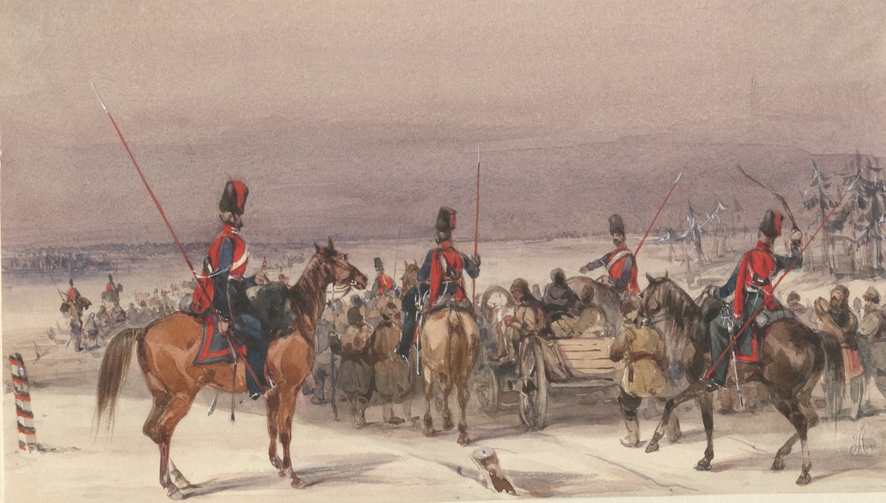 Cossacks Convoying Deportees, 1831 by Unbekannt