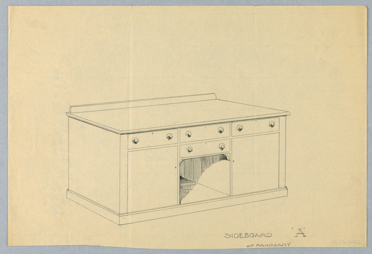 Design for Sideboard A of Mahogany, 1900–05 by Unbekannt
