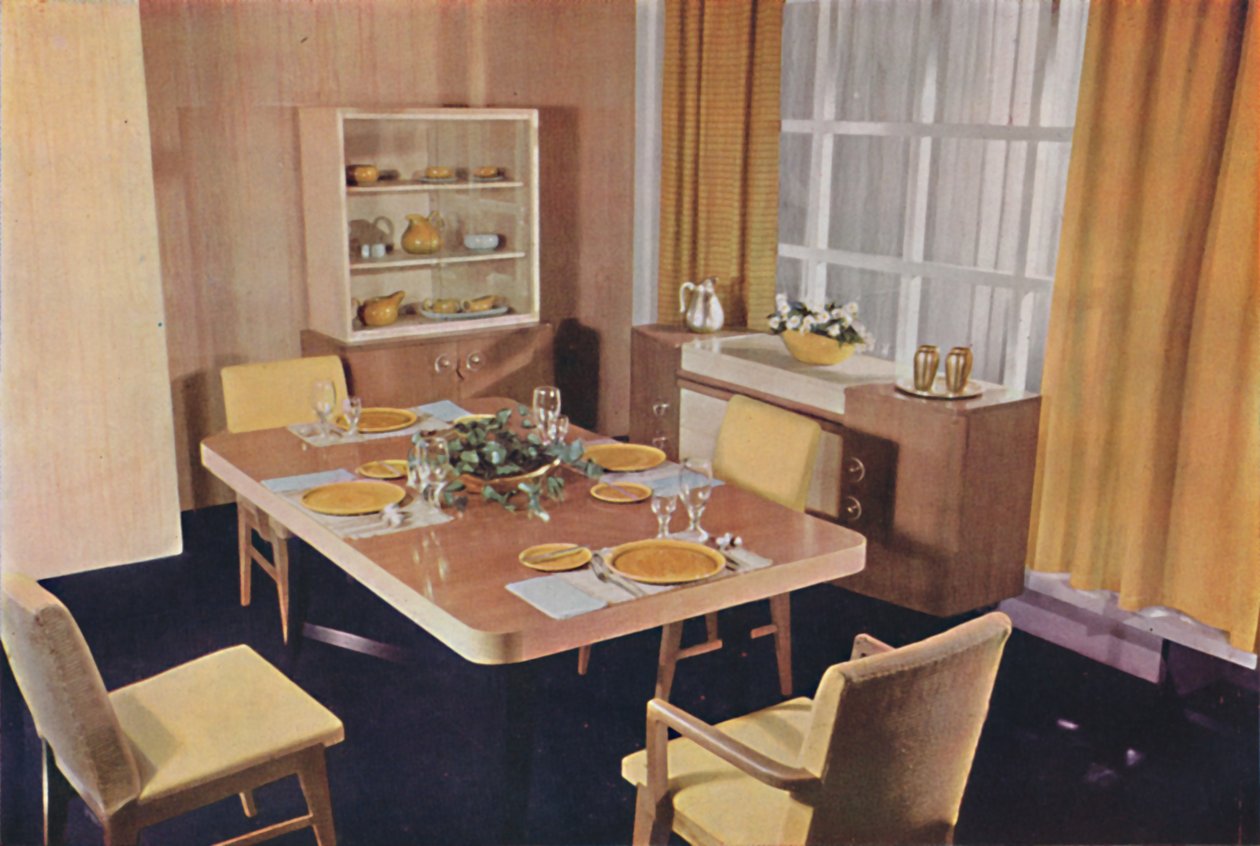 Dining-room group in birds eye maple, 1942 by Unbekannt