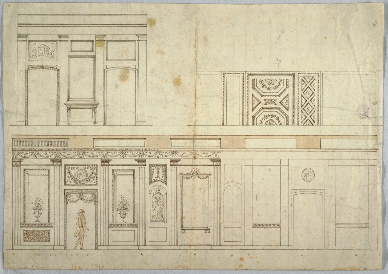 Drawing, Design for an Interior, 1800–1820 by Unbekannt