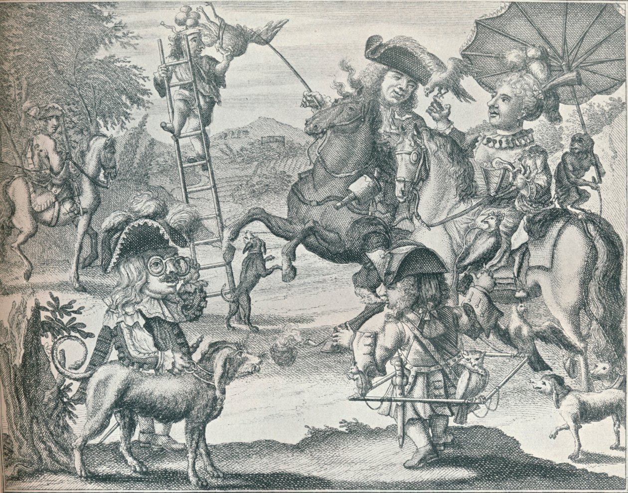 Dutch Skit on Falconry, c. 1716 by Unbekannt
