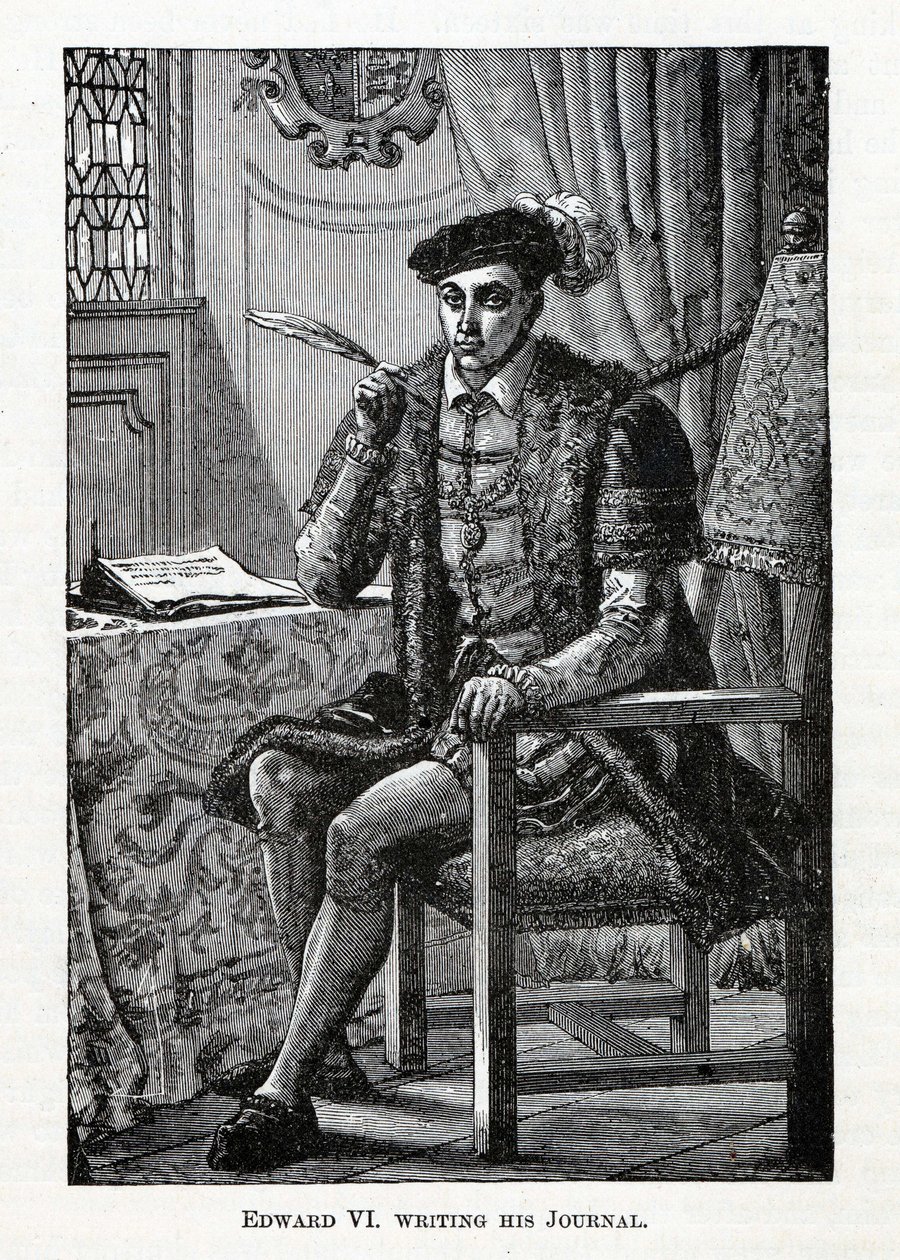 Edward VI Writing His Journal, 1882 by Unbekannt