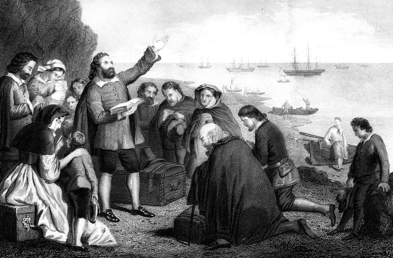 Embarkation of the Pilgrim Fathers, 1620 by Unbekannt