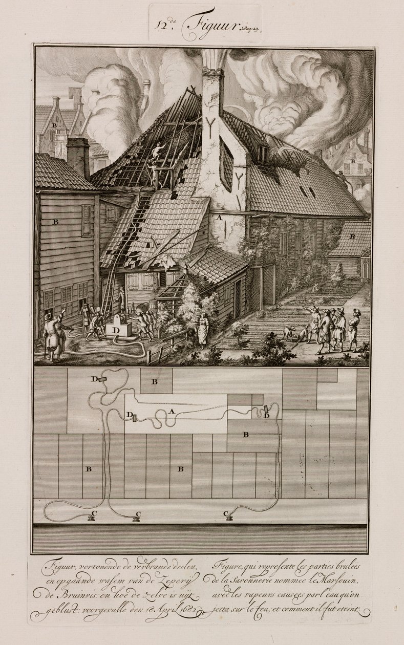 Fire at a soap factory, Amsterdam, Holland by Unbekannt