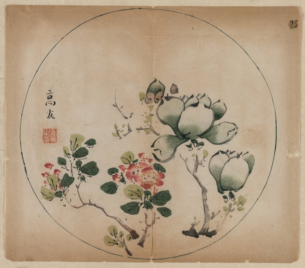 Flowering Magnolia and Peach Blossoms by Unbekannt
