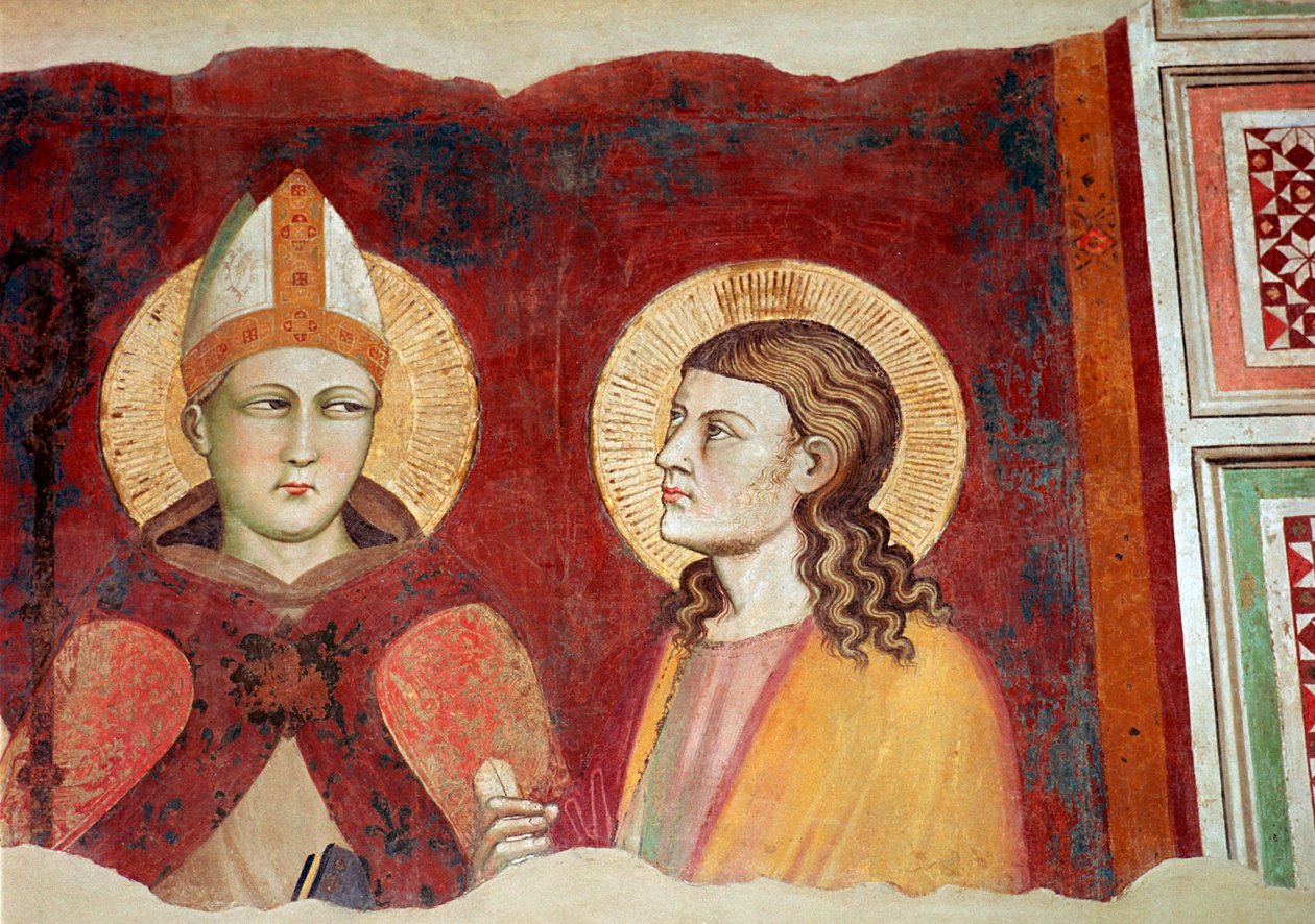 Fresco of a bishop, 14th century by Unbekannt