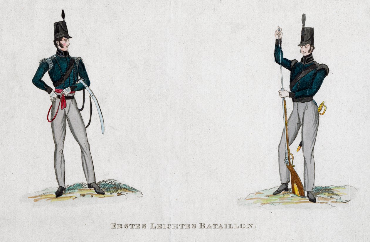 German soldiers from the Waterloo period by Unbekannt