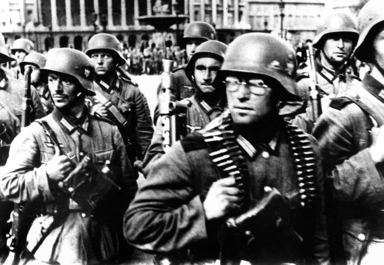 German Soldiers Marching in Paris, 14 June 1940 by Unbekannt