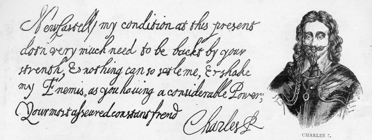Handwriting and signature of King Charles I by Unbekannt