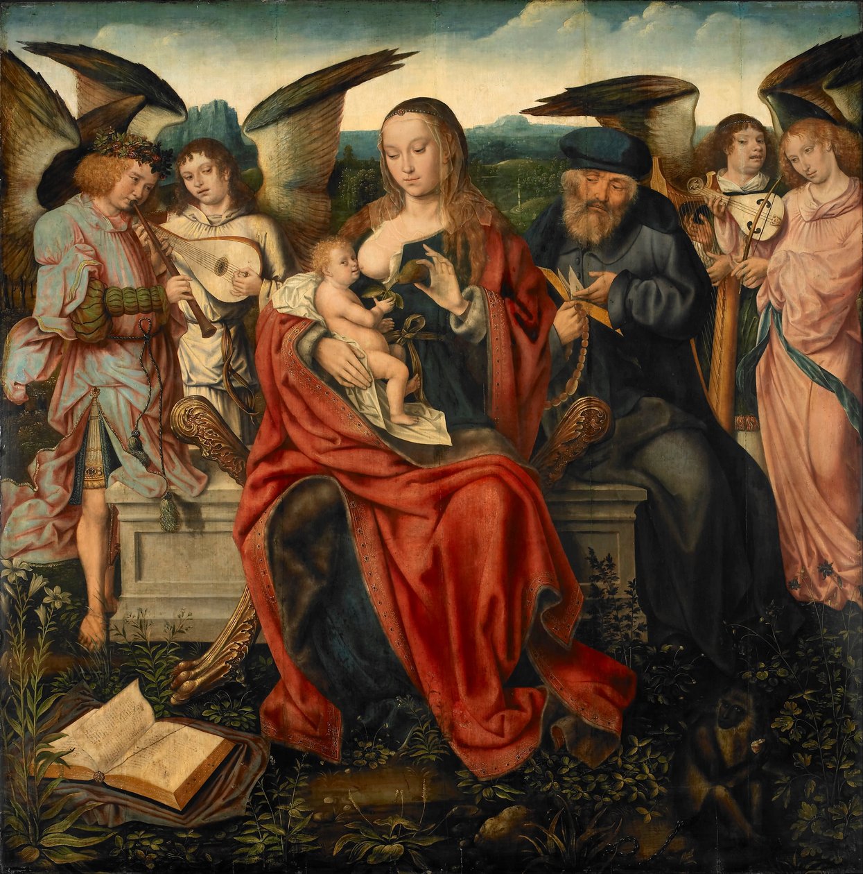 Holy Family with Music Making Angels by Unbekannt