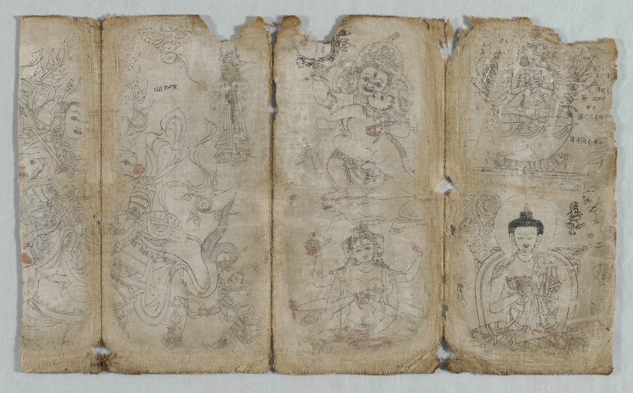 Iconographic Drawing: Vaishravana, Yama, Vsnisavijaya, Tararecto...Enlightened Beings verso, c1 by Unbekannt