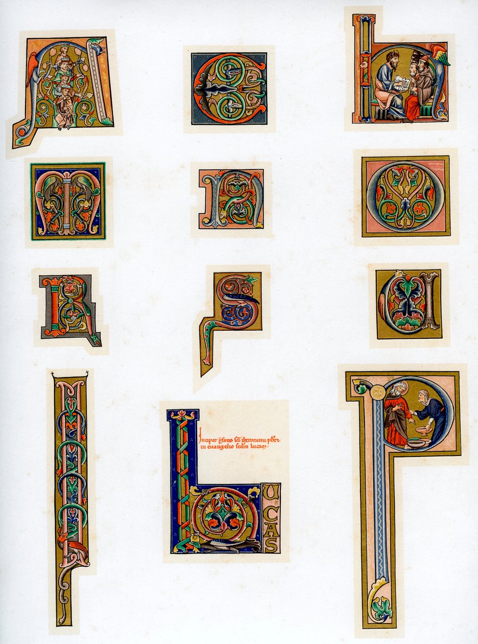 Illuminated initial letters, 13th century by Unbekannt