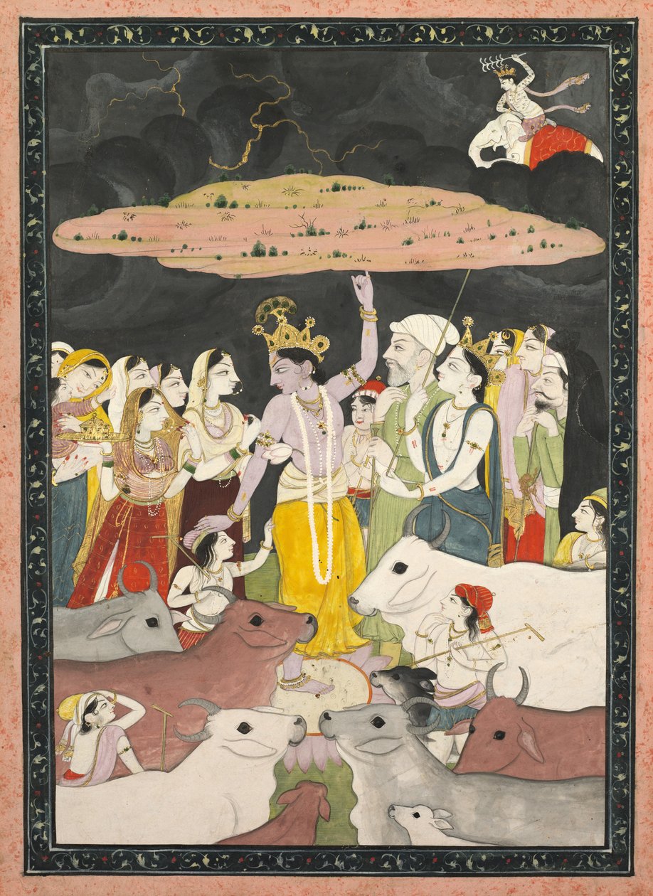 Krishna Lifting Mt. Govardhana by Unbekannt