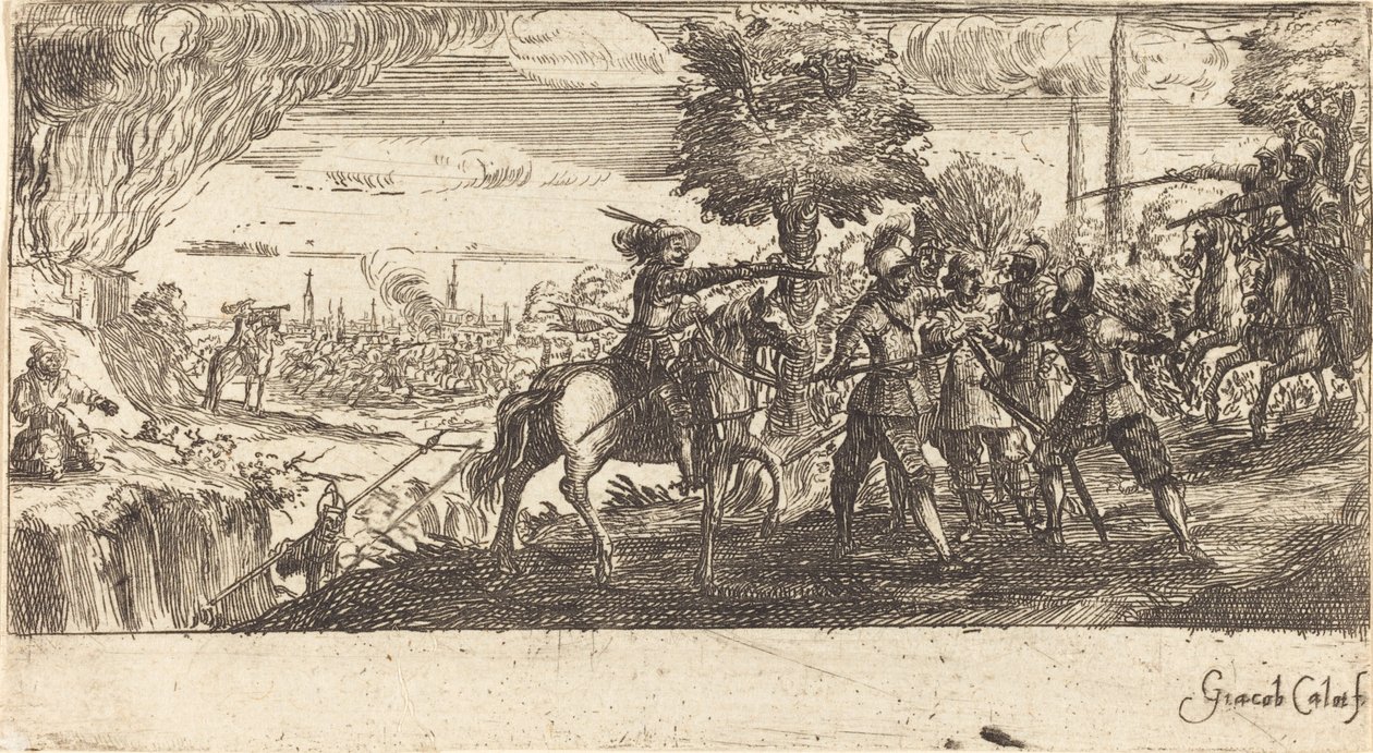 Landscape with Battle Scene by Unbekannt