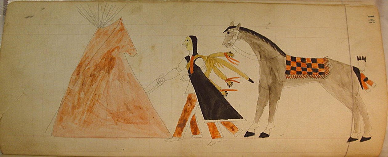 Maffet Ledger: Indian and horse, ca. 1874-81 by Unbekannt