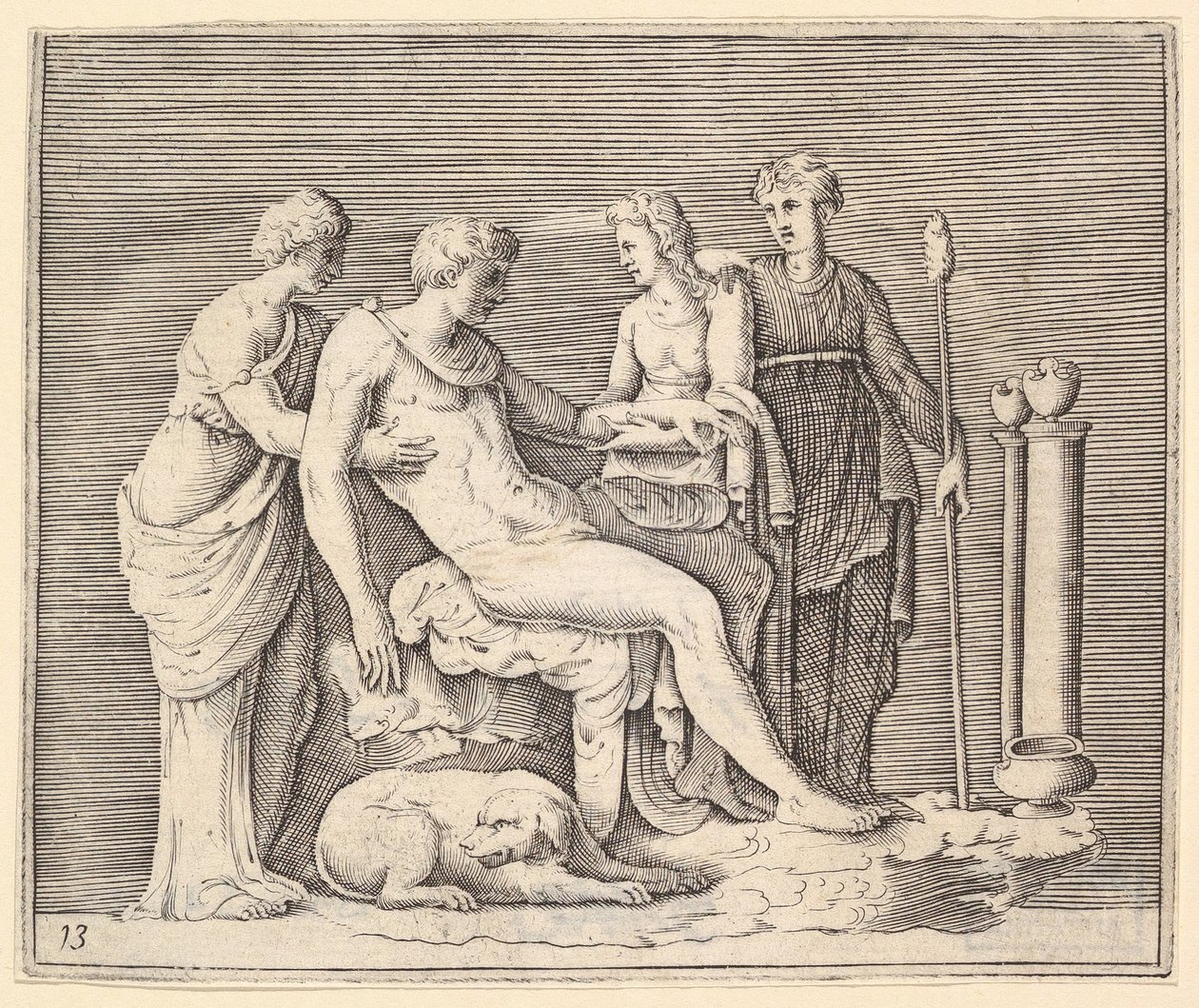 Man Attended by Three Women by Unbekannt