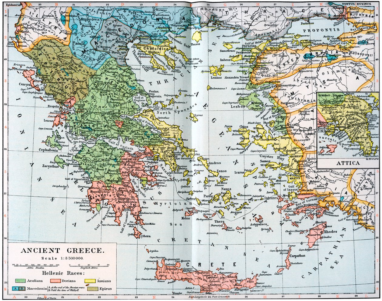 Map of Ancient Greece, 1902 by Unbekannt