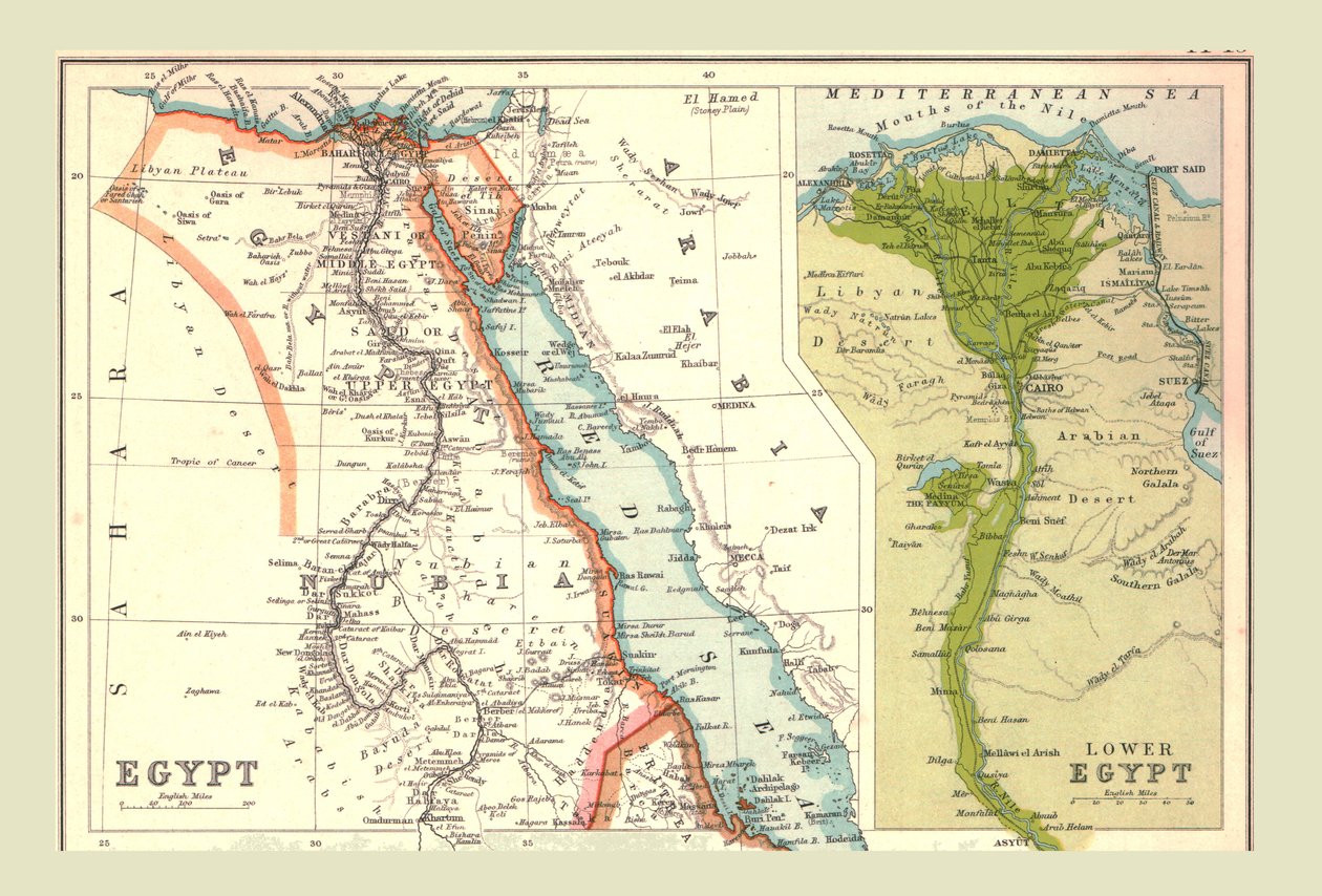 Map of Egypt, 1902 by Unbekannt