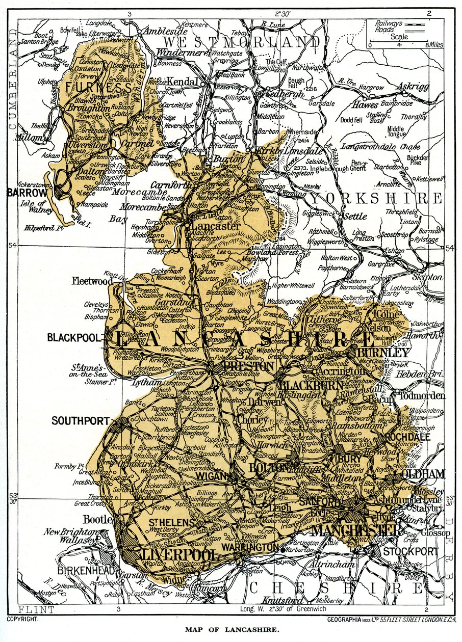 Map of Lancashire by Unbekannt