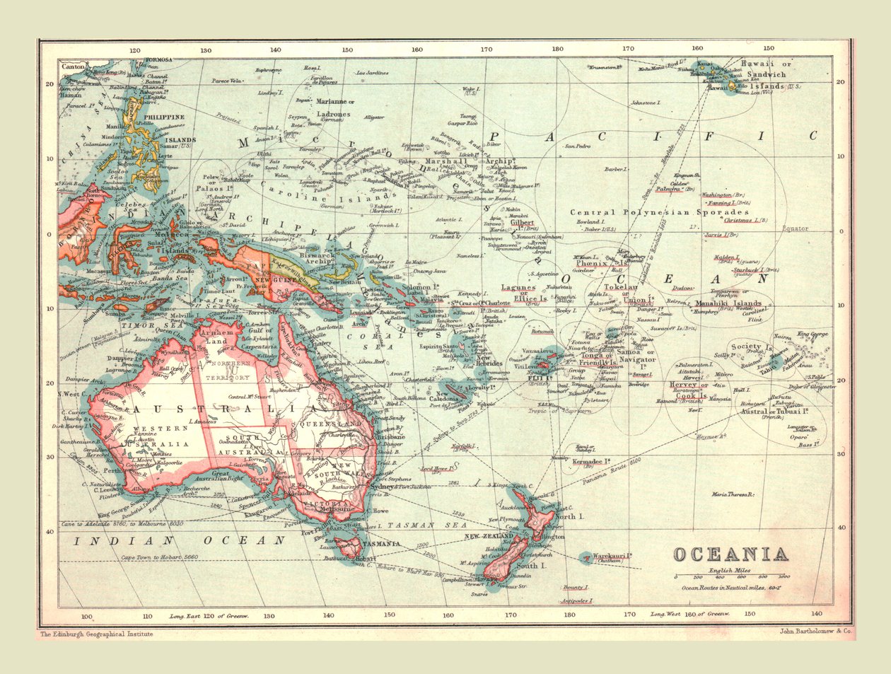 Map of Oceania, 1902 by Unbekannt