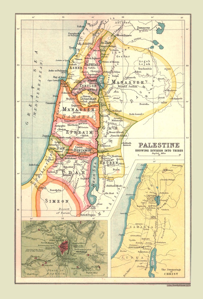 Map of Palestine, Showing Division into Tribes, 1902 by Unbekannt