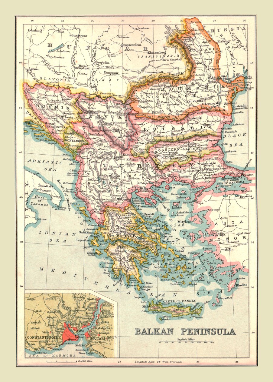 Map of the Balkan Peninsula, 1902 by Unbekannt