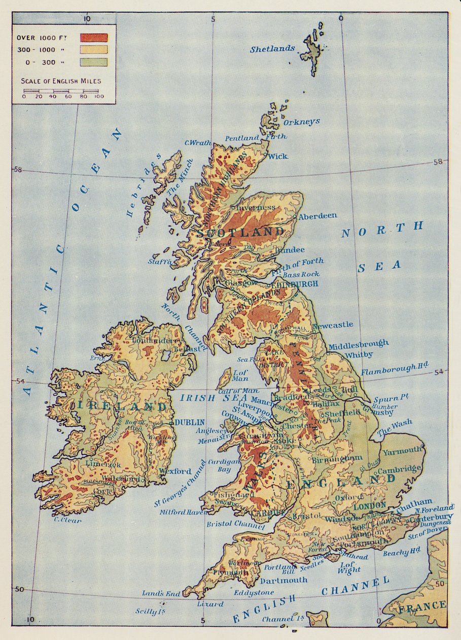Map of the British Isles, 1910 by Unbekannt