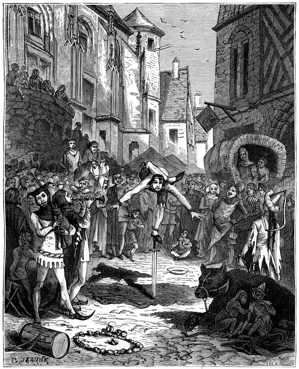 Medieval Acrobat and Street Entertainment by Unbekannt