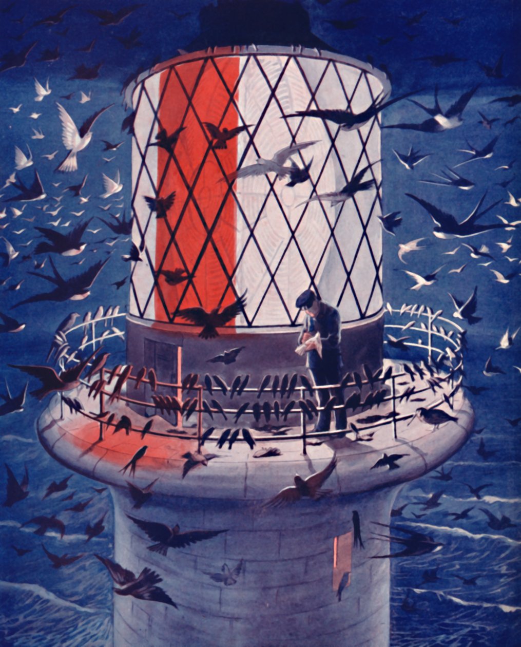 Migrant Birds Visit the Lighthouse by Unbekannt