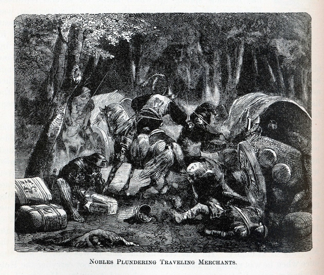 Nobles Plundering Traveling Merchants, 1882 by Unbekannt