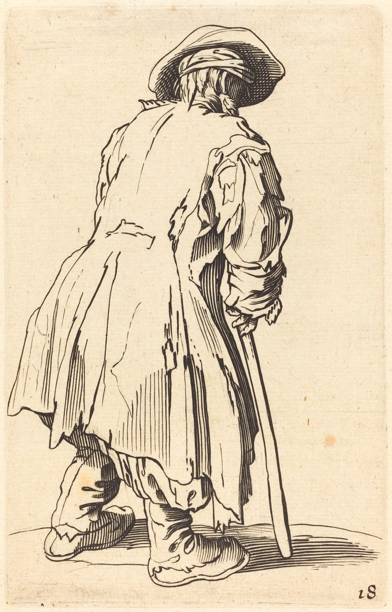 Old Beggar with One Crutch by Unbekannt
