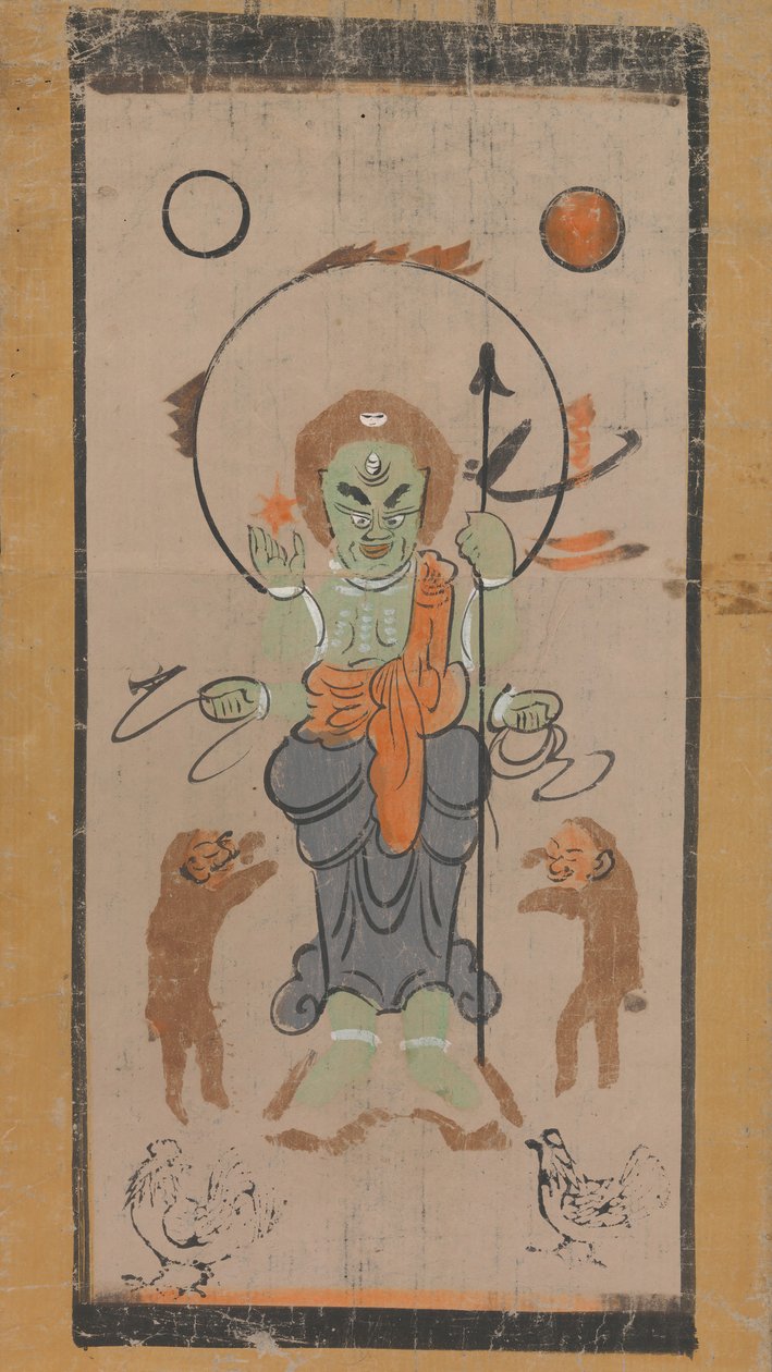 Otsu-e of Shomen Kongoyasha Vajrayaksha by Unbekannt