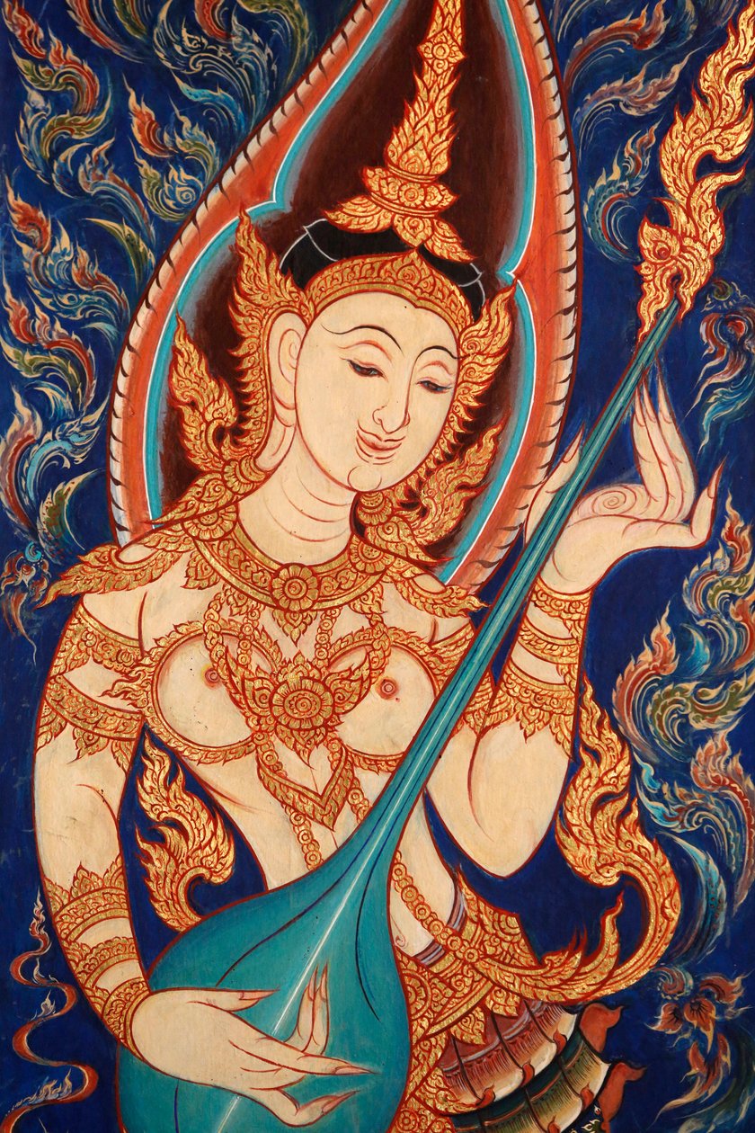 Painting showing an apsara playing music, Lecce, Italy by Unbekannt