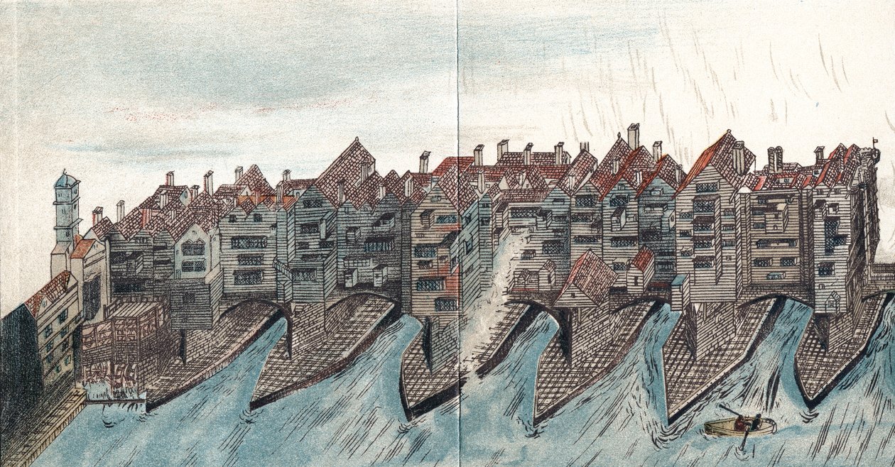 Part of Old London Bridge, c1600 by Unbekannt