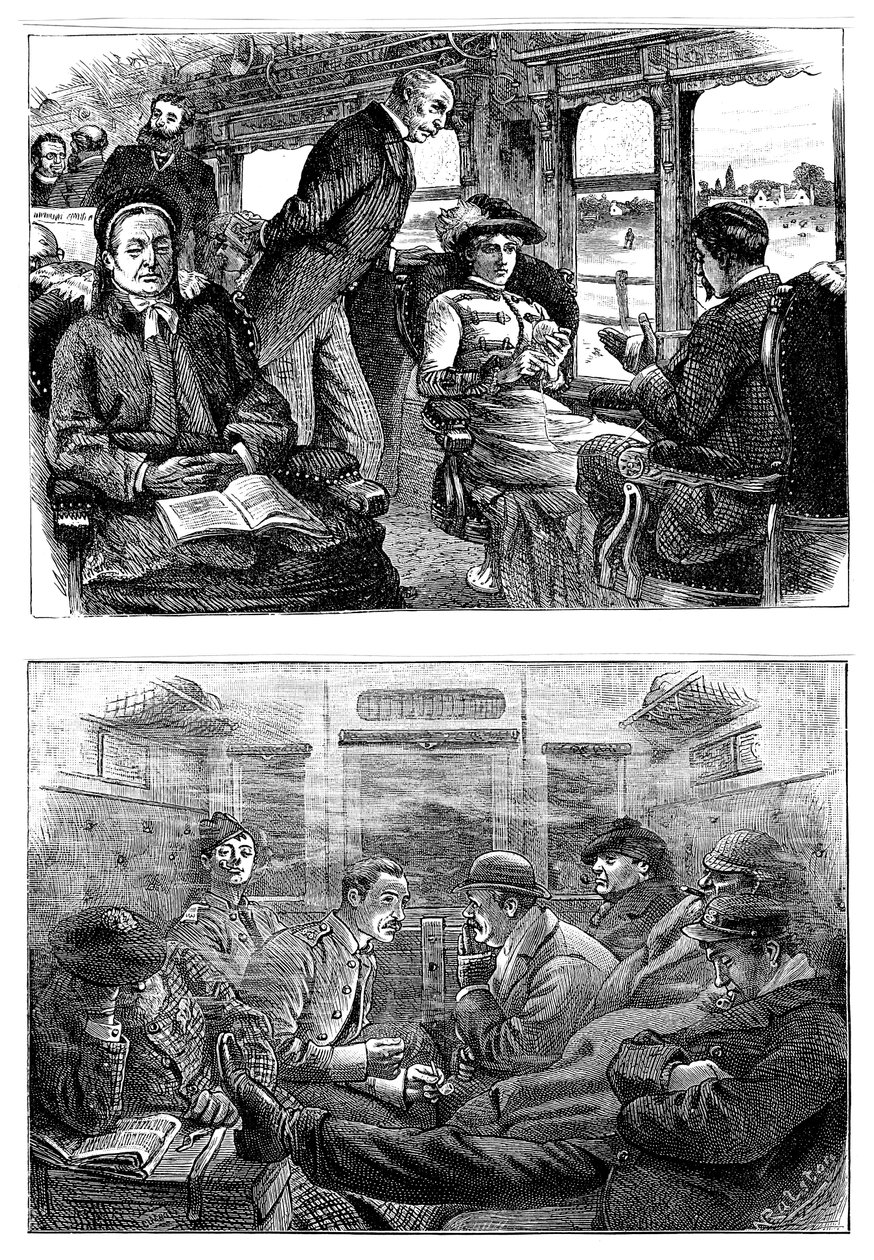 Passengers on a London to Glasgow Train, 1884 by Unbekannt