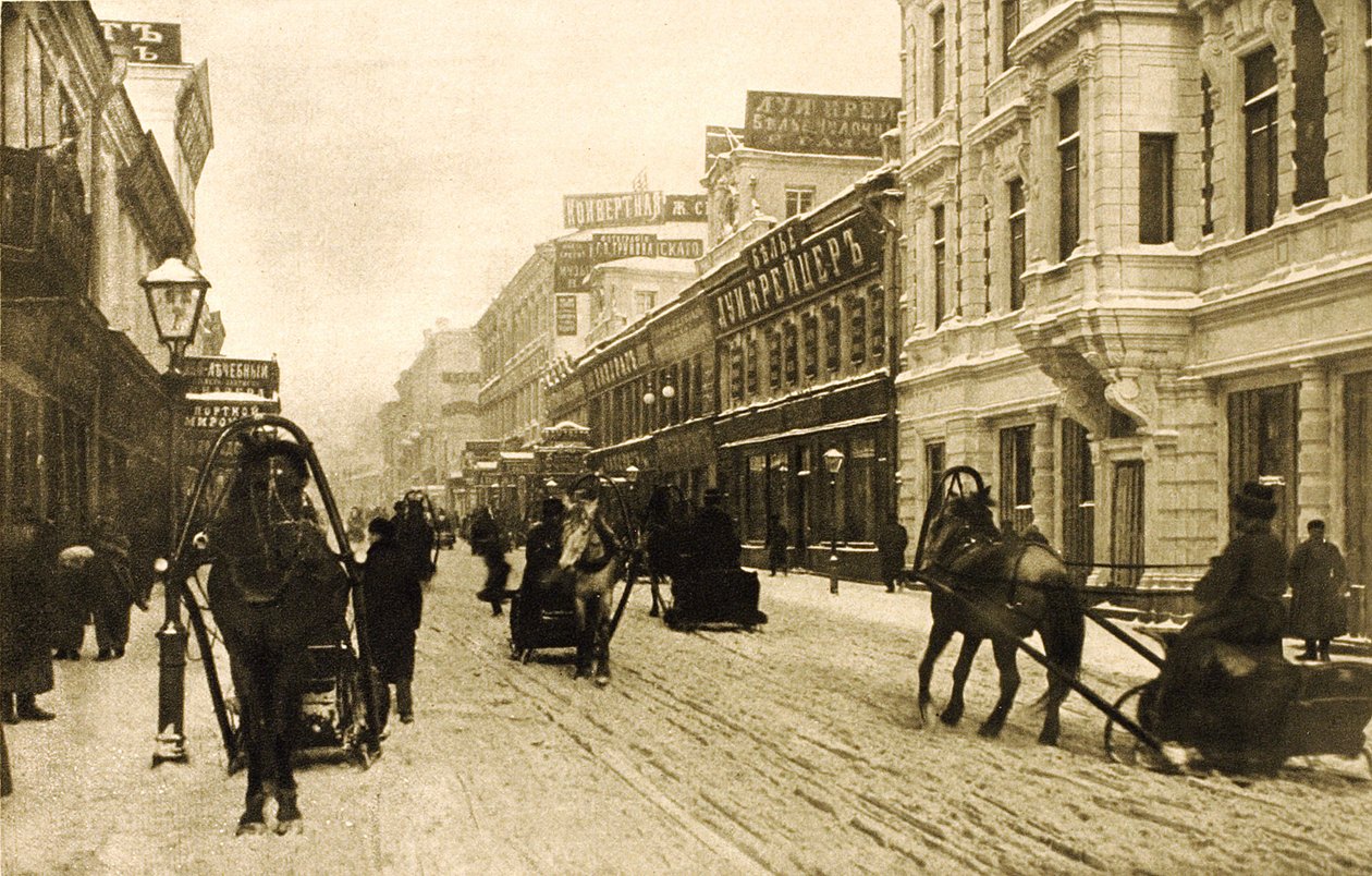 Petrovka Street in Winter, Moscow, Russia, 1912 by Unbekannt