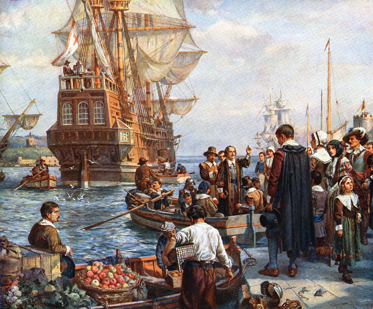 Pilgrim Fathers boarding the Mayflower by Unbekannt