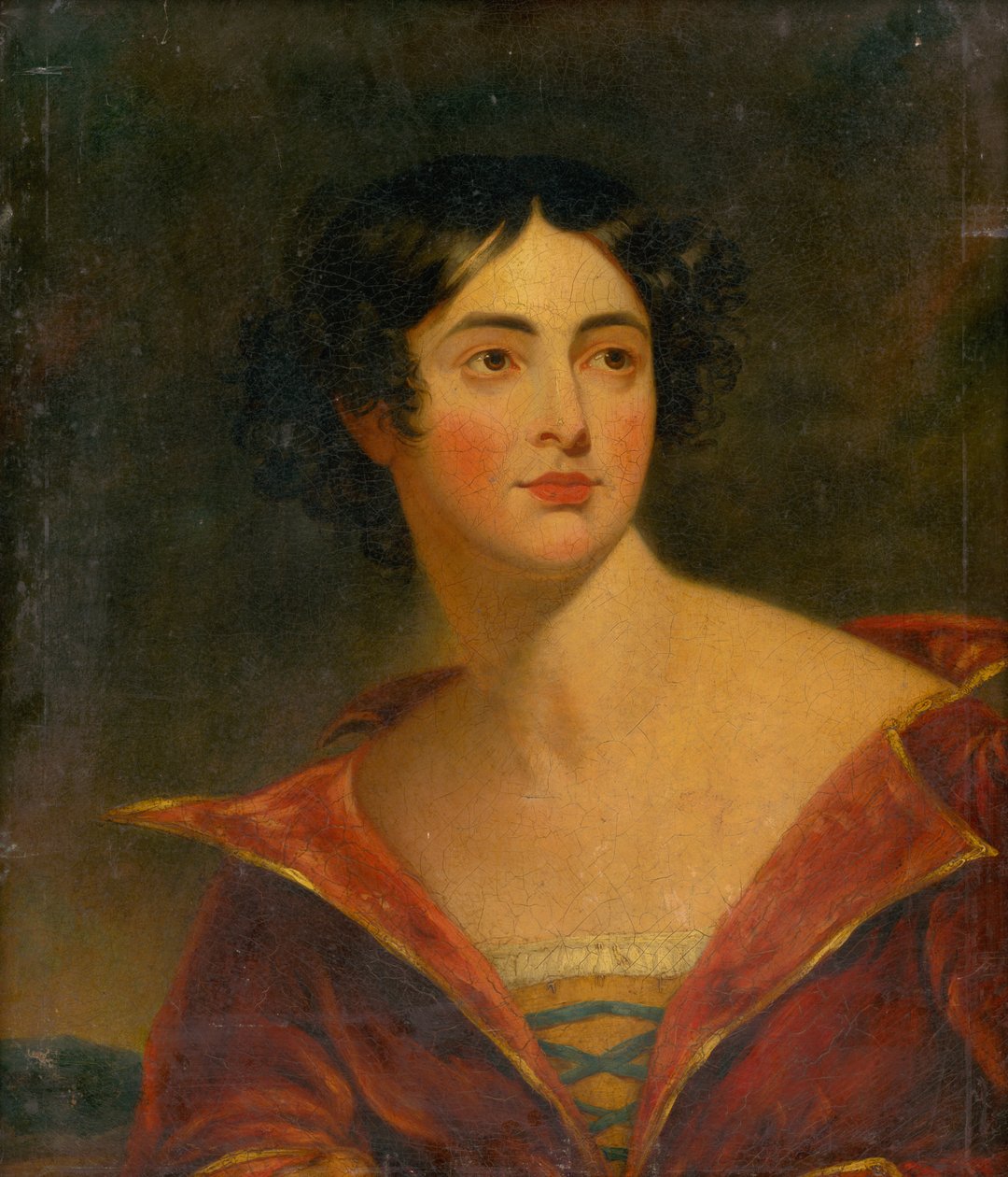 Portrait of a Woman in Red Dress by Unbekannt